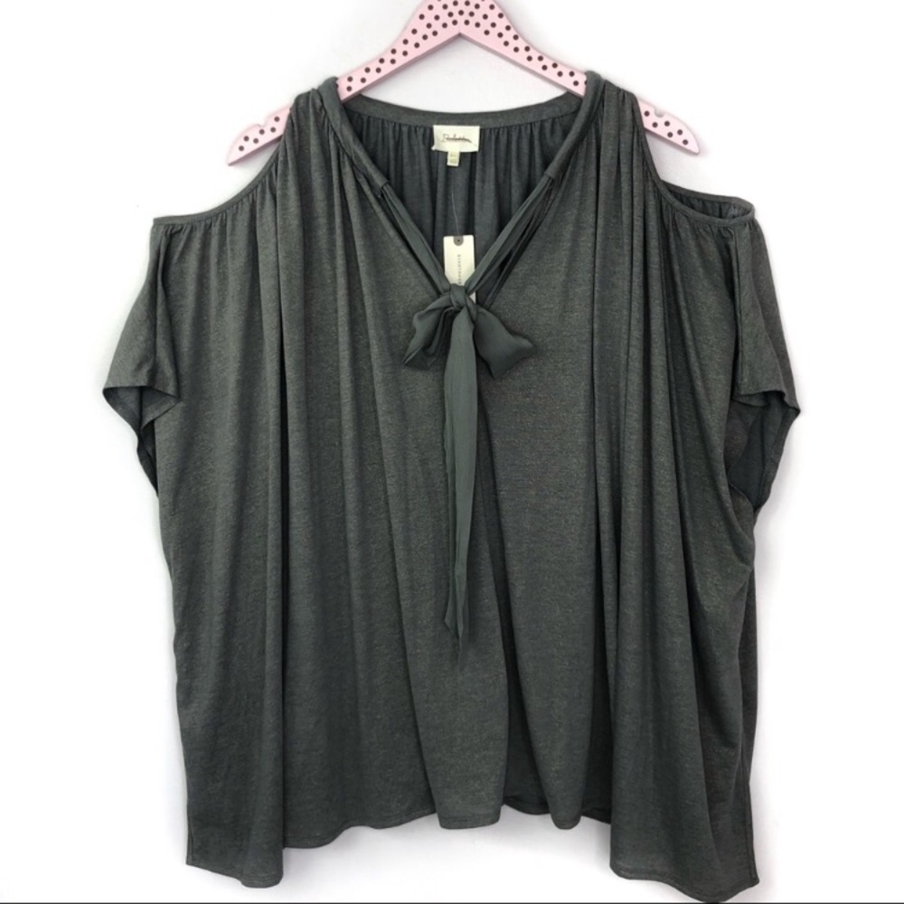 Anthropologie Deletta Cold Shoulder Tie Neck Top